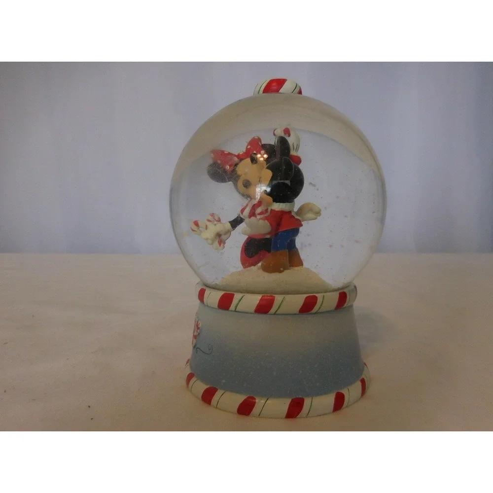 Disney Christmas Minnie Kissing Mickey Mouse Snow Globe Under the Mistletoe 2010
